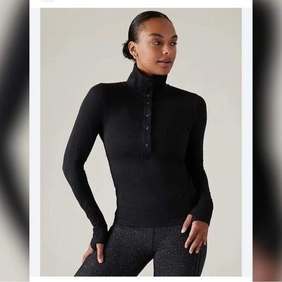 Athleta Tops - Athleta Flurry Seamless Henley Black Long Sleeve